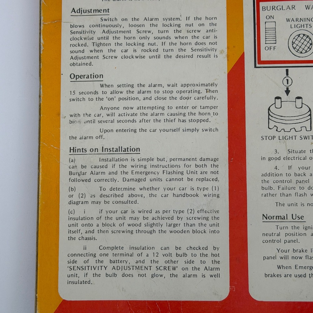 Safer-Emco Auto Burglar Alarm Vintage E3006 6V/12V Gold‎ Retro Car Security Kit - Picture 7 of 8